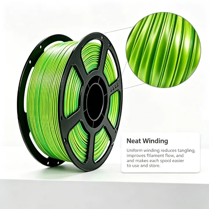 Yellow-Green PLA Silk Dual Color Filament 1.75mm – 1kg - Image 3