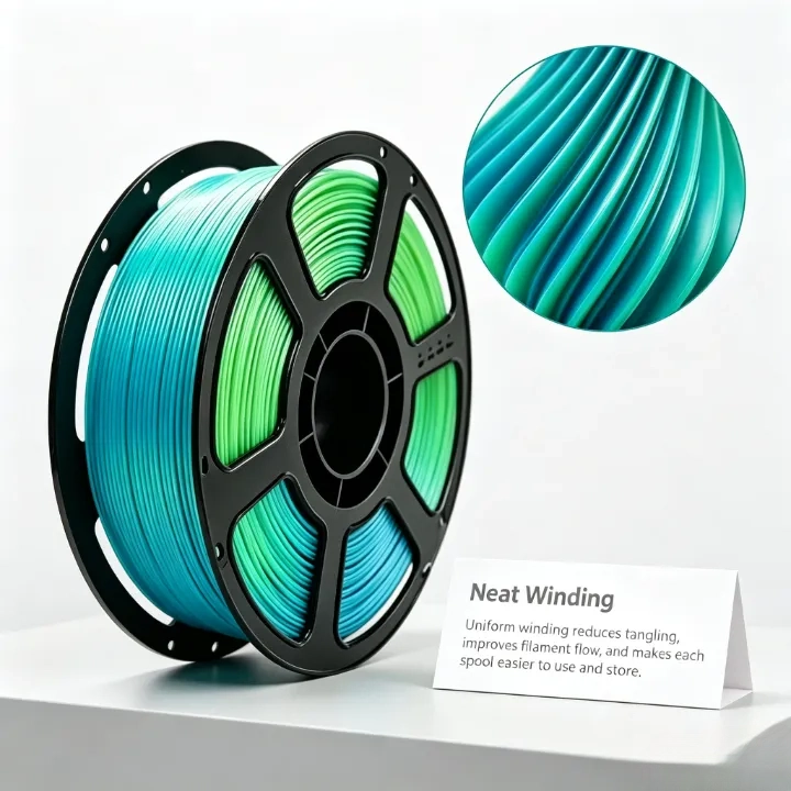 Teal-Green PLA Silk Dual Color Filament 1.75mm – 1kg - Image 3