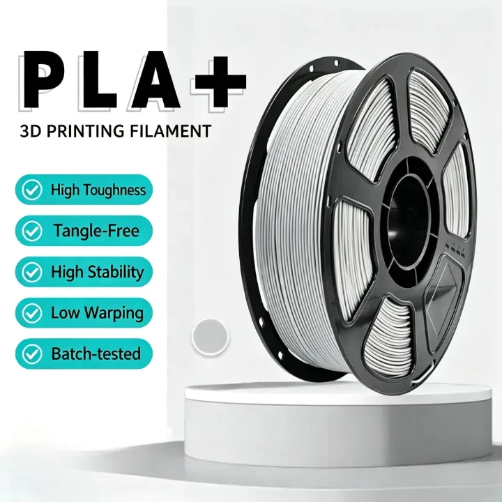Silver Gray PLA+ Filament 1.75mm – 1kg Impact-Resistant