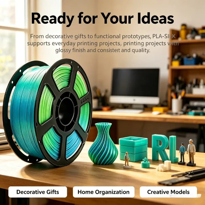 Teal-Green PLA Silk Dual Color Filament 1.75mm – 1kg - Image 6