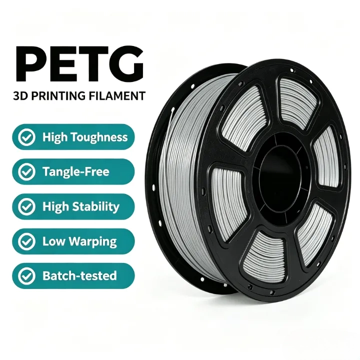 Batch-tested Light Gray PETG Filament 1.75mm – 1kg Impact-Resistant