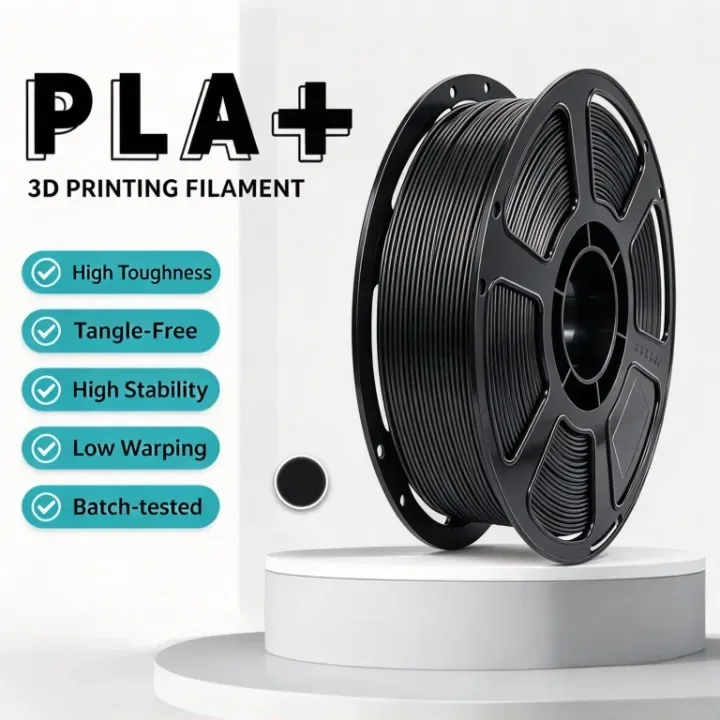 1kg spool of black PLA+ 3D printing filament