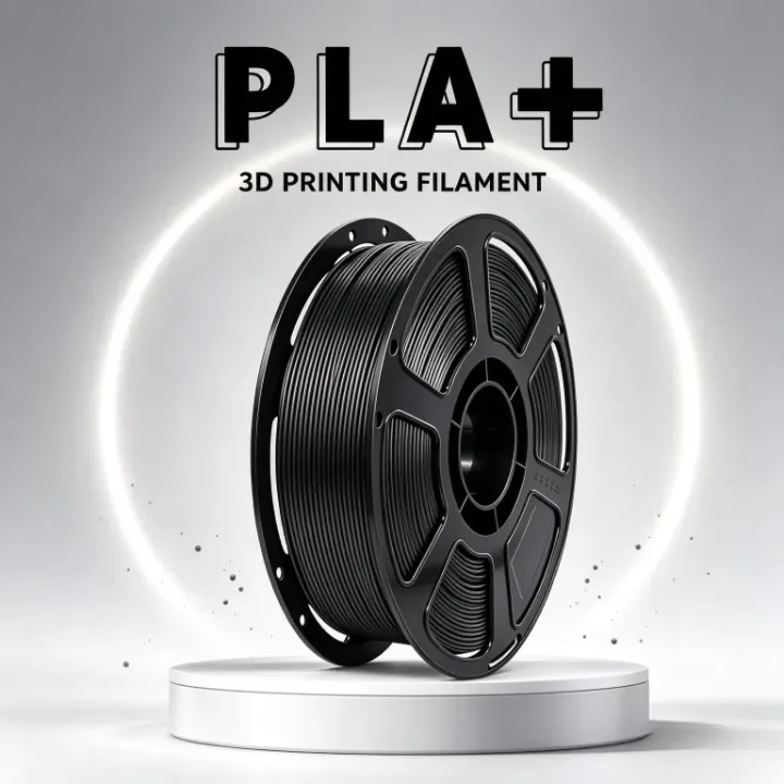 Black PLA+ filament used in a 3D printing project, scene 3