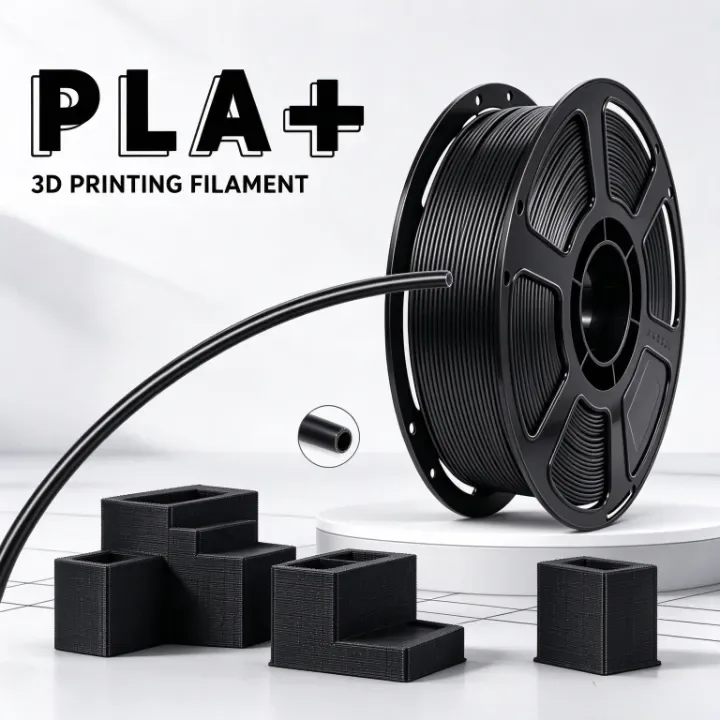 Black PLA+ filament used in a 3D printing project, scene 6