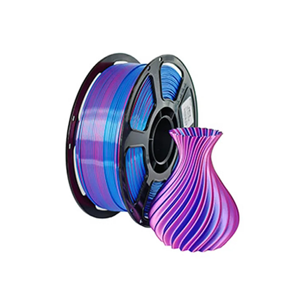 PLA Silk dual color filament spool on a clean white background